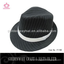 Black and white strip classic fedora hat wholesale